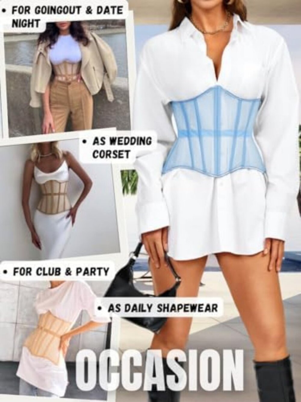 Stylish Underbust Corset Belt, Lace-Up Boned Waist Cincher, Perfect Shapewear - Picture 7 of 7